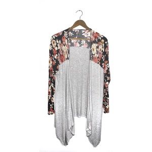 Two Tone Floral Flyaway Cardigan M/L Preowned